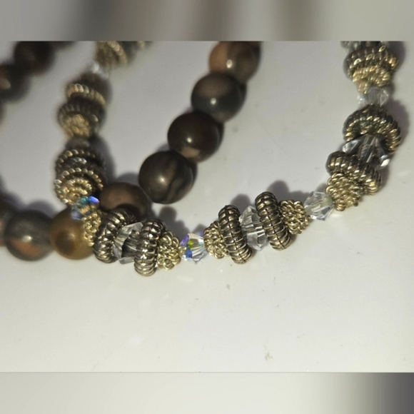 🟢3/$19🟢 Lot of 2 x Beaded Bracelets Gemstone Crystal Glass Metal STRETCH - Picture 4 of 4